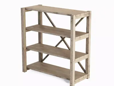 Wide Pottery Shelf A 02 Low-poly 3D model