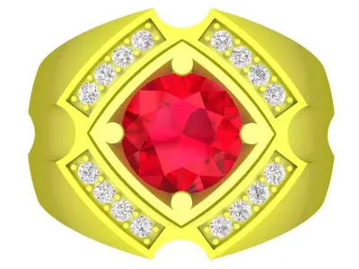 5163 luxury korean style diamond fashion men ring 3D print model