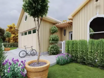 3 Bedroom Ranch House Plan 3D model