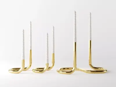 candleholder mars brass 3D model