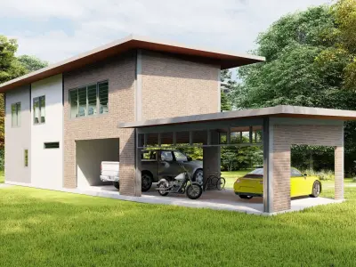 Forest villa-Casa Scene-Modern Villa 3D model