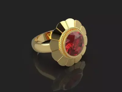 Flower Women Ring 3dm stl 3D print model 3D print model