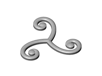 Forged 3 spiral scrolls rosette onlay relief 3D print model