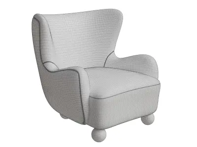 Wing Back Occasional Chair Low-poly 3D model