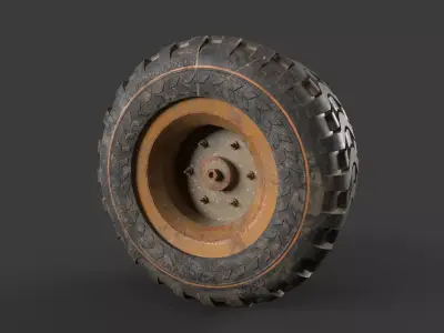 Truck Wheel Low-poly 3D model Low-poly