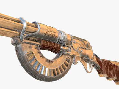 Rifle steamPunk game ready Low-poly 3D model