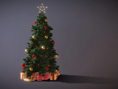 Christmas Tree Game Ready Low-poly 3D model