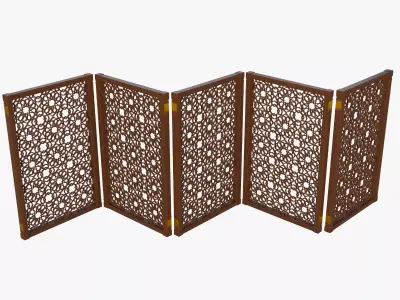 Jaffery Fancy Wooden Partition Panel - High Poly 3D PBR LOD Low-poly 3D model