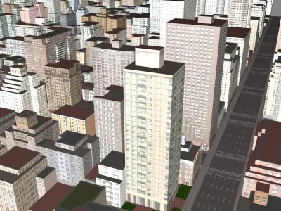 Modern urban highrise buildings building ancillary buildings 3D model