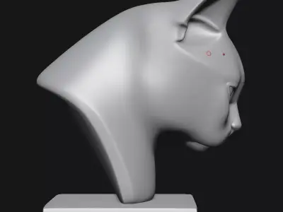 Cat head sculpture 3D print model