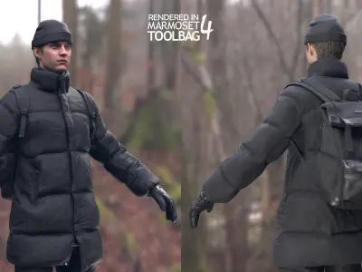 Man in Winter Outfit 4 - Modular - Rigged Low-poly 3D model