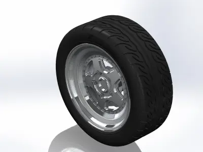 Wheel 16in for scale model tire with realistic tread pattern 3D print model