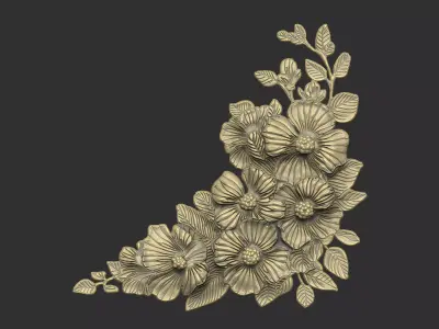 Flower cluster design detail Sakura forget rose 3D print model