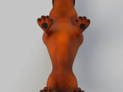 Cartoony brown dog Low-poly 3D model