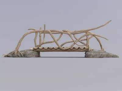  Old wooden bridge Low-poly 3D model