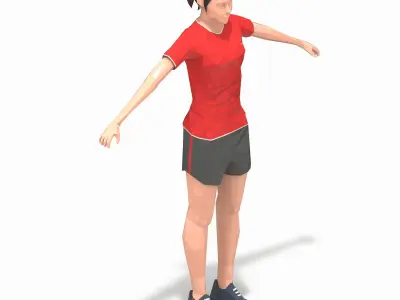 sitting leg raises Exercise Woman Animation Low-poly 3D model