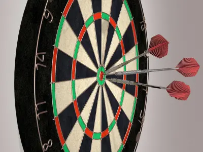 Darts Board and Darts Low-poly 3D model