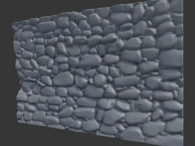 Stone Wall with Algae Texture 3D model
