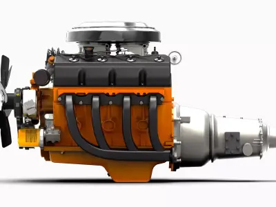 Dodge 426 Hemi V8 Engine Low-poly 3D model