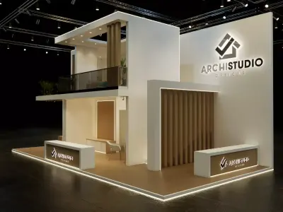 Double decker booth 3D Model 12m x 6 m  - 72 square meters  3D model