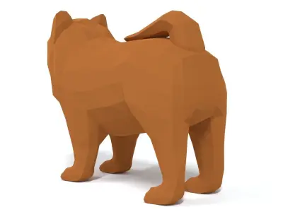 Low Poly Cartoon Chow Chow Dog Low-poly 3D model
