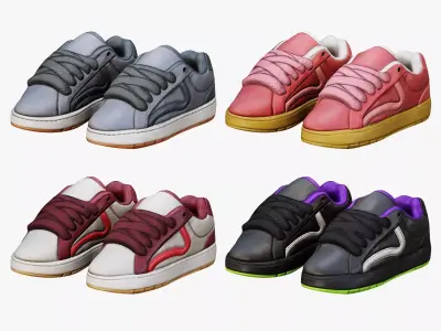 Skater Shoes Pack Y2K Low-poly 3D model