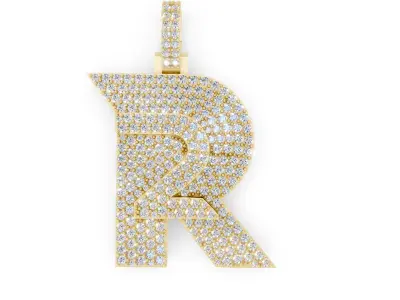 Diamond Encrusted Initial R Pendant 3D Jewelry Model 3D print model