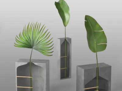 Modern concrete Pots Free 3D model