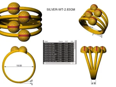 Turkish Enamel Rings Lightweight  Jewelry CAD STL  3DM 3D print model