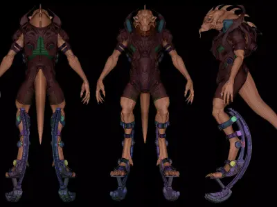 Alien 3D Creature for games and vfx Low-poly 3D model