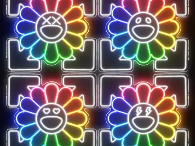 KAWS Sunflower by Takashi Murakami Neon Signs 3D model