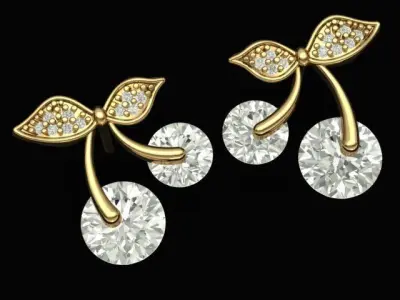 Cherry earrings Free 3D print model