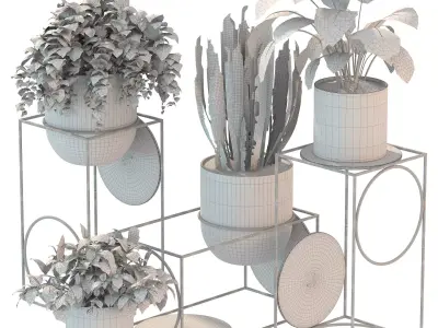 Modern Planters With Geometric Designs 02 3D model