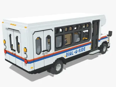 Voxel Dial-A-Ride Van Low-poly 3D model