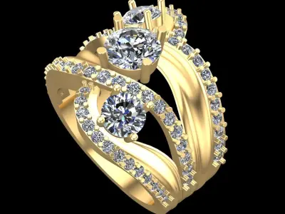 Cocktail Red Rube Diamonds Ring 3D print model