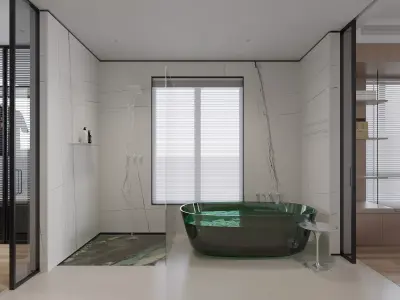 modern bedroom office room bathroom interior scenes  3D model