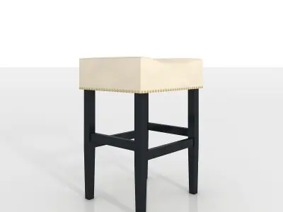 Chantal Leather Counter Stools - Ivory 3D model