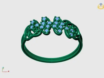 Women Ring Diamond Stone STL 3DM Lightweight Printable 3D print model 42