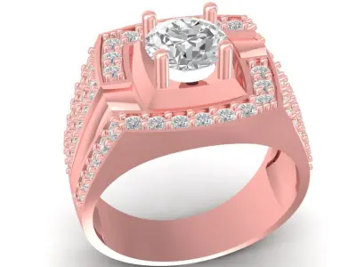 Luxury Square Gemstone Men Ring 2897 3D print model