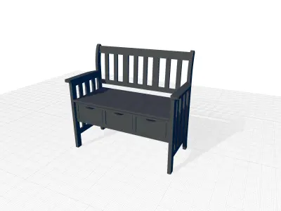 Wood Drawer Storage Bench 3D model