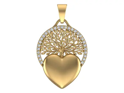 Tree of Life Heart Pendant 3D print model