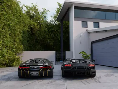 Luxury Automotive Render Scene 3D Blender File Textured And FBX  3D model