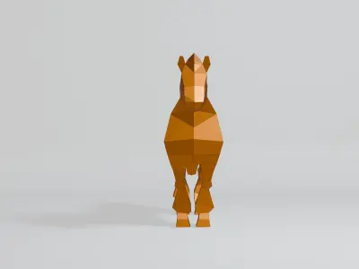 Polygonal Shire Horse 3D model
