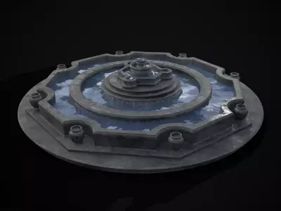 Octagon Water Fountain Low-poly 3D model
