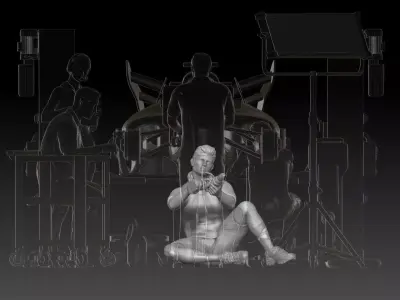 mechanic 5 at work in the garage during the Formula 1 3D print model