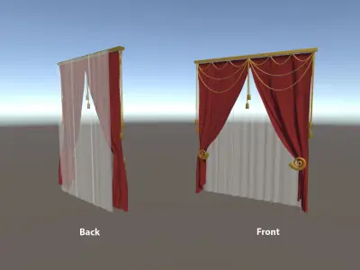 Curtain - Set 02 Low-poly 3D model