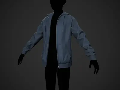 Blue Open Hoodie Style 1 Low-poly 3D model