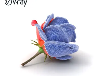 Vibrant Rose Flower Sculpture model pack Low-poly 3D model