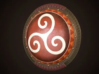 Hoplite Shield Triskelion  Low-poly 3D model