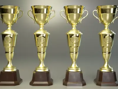 Winner Cup Set PBR Low-poly 3D model